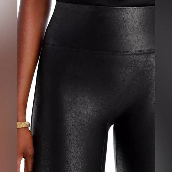 Spanx Faux Leather Black Leggings, S - Picture 3 of 10